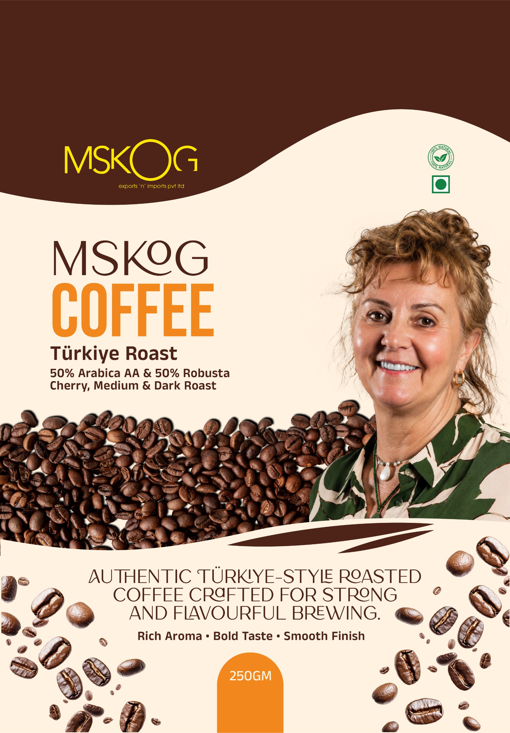 MSKOG Turkiye roast blend coffee pack with Arabica AA and Robusta Cherry